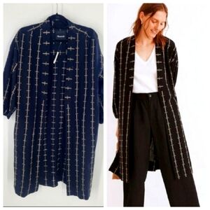 Madewell Robe Jacket in Jacquard Stripe Black Cream Womens Size XS Oversized New